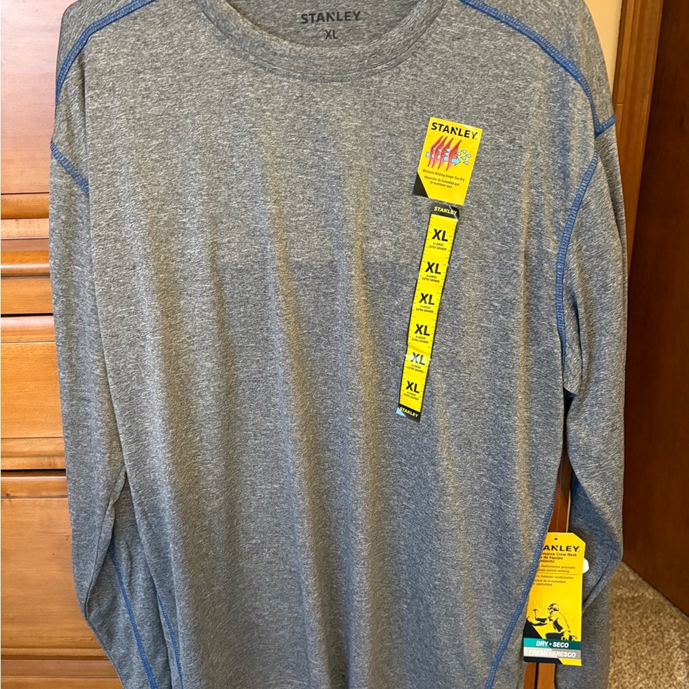 Stanley Gray Long-Sleeve Shirt with Blue Stitching